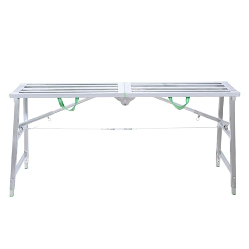 Escalera de andamio plegable con asa, capacidad de carga de 400 kg, banco de trabajo ajustable en altura para limpiar caravanas, reparación de lámparas