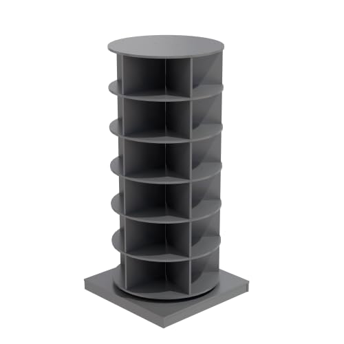 Image of HKLYRHIMO Rotating Storage Rack-American Design White-7-Tier Spinning Storage Rack,Free Standing 360 Revolving Shoe Organizer-for Bedroom,Livingroom,Hallway. (Gray,6-Tier with Base)