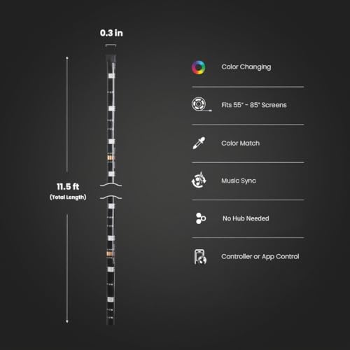 Image of Feit Electric Smart TV Backlight with Color Sensor and 11.5ft LED Tape Light Supports 55 inch-85 inch TVs, RGB Backlight, No Hub Required - TAPETV85 /RGB /AG