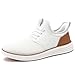 VILOCY Mens Slip On Casual Dress Shoes Hands Free Fashion Sneakers Mesh Tennis Walking Shoes Comfortable Work Shoes Breathable Lightweight Non Slip White,EU40