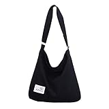 ZIIPOR Women's Canvas Crossbody Bag Casual Hobo Bag Shoulder Bag Shopping Bag (Black)