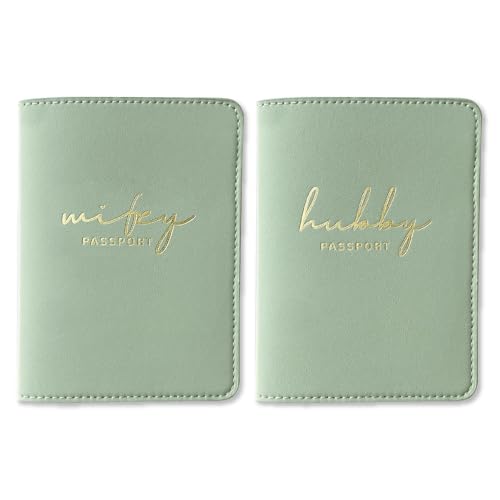 GroomBrideGifts Hubby and Wifey Passport Wallet Wedding Gifts for Couples Passport Holder for Travel Honeymoon Travel Essentials B Wifey & Hubby 5 * 6