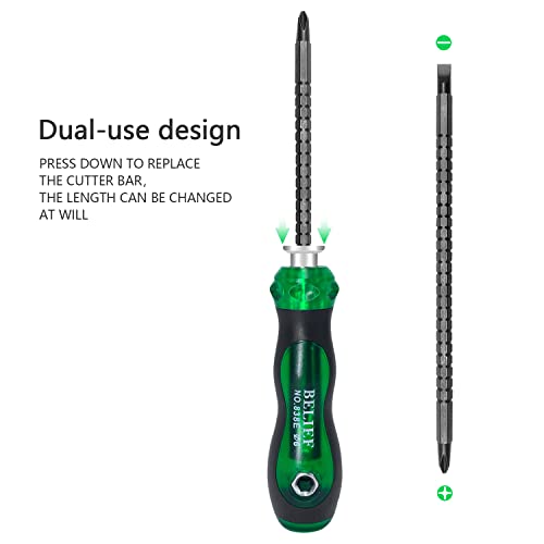 Yalin 3-Piece Ratchet Telescopic Screwdriver, Double-Head Magnetic Ratcheting Screw Driver, Adjustable Rod Length - Image 3