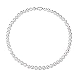 White Genuine Freshwater Cultured Pearl Necklace For Women, 5MM 6MM 7MM 8MM 9MM 10MM, Real Pearl Strand Necklace Jewelry, Good Love Gift For Anniversary, Birthday (8-9mm 18in)