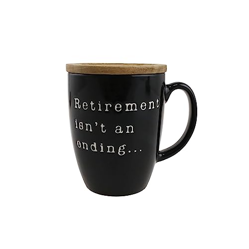 Mug de cerámica con tapa y posa vaso negro 16 oz miniatura 1