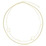 VINTAGE HAVANA Layered Necklace For Women 18K Gold Plated Embellished With Stars Fashion Jewelry For