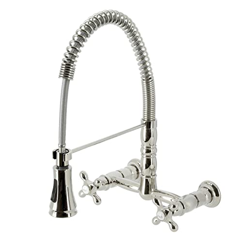 Kingston Brass GS1246AX Heritage - Grifo de cocina con pulverizador extraíble, níquel pulido