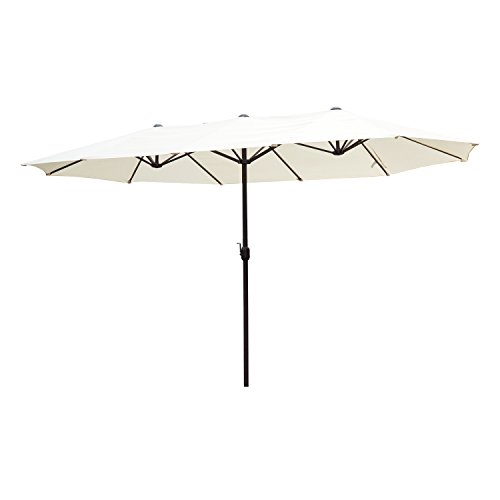 Outsunny Parasol de jardin XXL parasol grande taille 4,55L x 2,7l x 2,4H cm ouverture fermeture manivelle acier polyester haute densité crème
