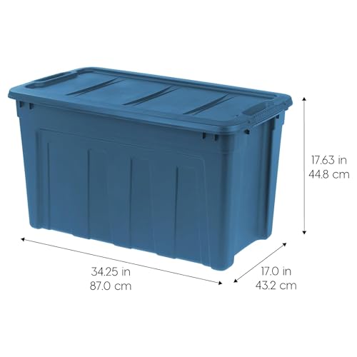 IRIS USA 31 Gallon Eco-Friendly Heavy Duty Storage Totes with Easy-Grip Handles, 8 Pack - Large Bins with Lids Garage Organizing Tubs, Durable Stackable Utility Containers, Made in USA - Navy - Image 4