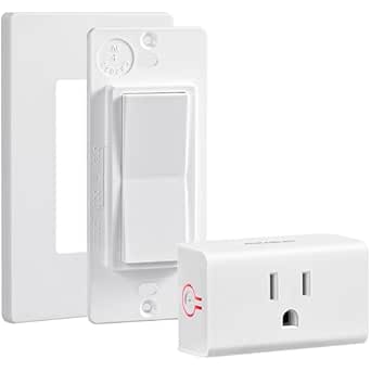 SURAIELEC Wireless Light Switch, Remote Control Outlet, Decorator Rocker Wall Switch, 15 AMP, 100ft RF Range, No Wiring No WiFi, Remote Switch for Plug in Pendant Lamp, Christmas Holiday Decorations