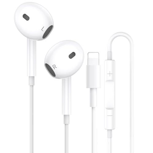 For iPhone Wired Earphones [MFi Certified] In-Ear Headphones iPhone,HiFi Stereo Noise Earbuds reduction with Microphone & Volume Control Compatible with iPhone 14/14Pro Max/14Pro/13/12/11/SE/XR/XS/8/7