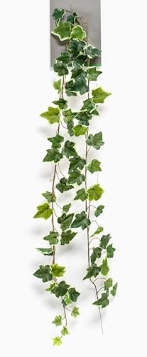 artplants.de Guirlande de Lierre Artificielle Real Touch, Blanc-Vert, 180cm
