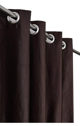 Image of Woah Modern Solid Long Crush Curtain Window CCurtain Polyester Weaved Parda Modern Parde for Living Room Bedroom Home Office Screens Eyelet Ring Brown 5Feet(Pack of 1)