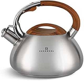 Whistling Kettle for Gas Induction Hob Stove Top Kettle Camping 3 L Silver Brown