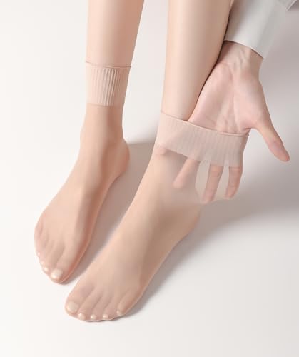 Womens 30D Lettuce Trim Sheer Ankle Nylon Socks, Ankle High Tights Hosiery4