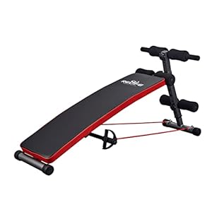 Adjustable Sit Up Bench for abs with Resistant Bands Incline Folding Slant Bench with 5 Multifunctional Heights for Full Body Exercises Decline Curved Ab Bench for Strength Training Workout, New Version