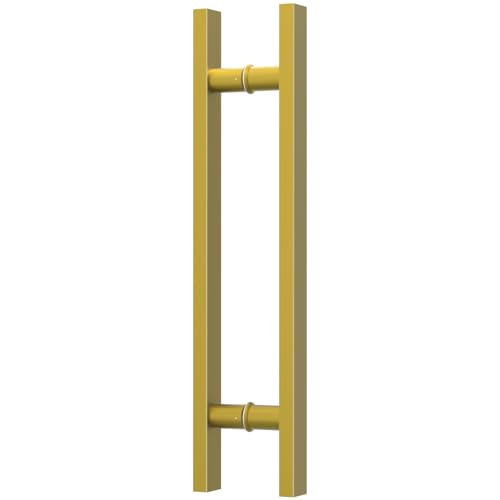 Image of 18 inch Titanium Gold Square Barn Door Pull Handle Double Sided | Heavy Duty 304 Stainless Steel, 11-6 /8 inch Hole Spacing, Fits 3 /4 inch-2 inch Thick Barn, Front Entry, Sliding & Exterior Doors