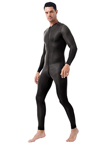 Mens Ultra Thin Full Body Jumpsuit One-Piece Zipper Crotch Tight Sexy Bodysuit Leggings3