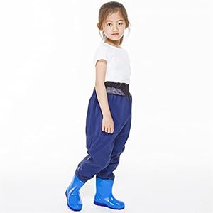 Kinderen vissen steltlopers PVC waterdichte taille steltlopers voor peuters en kinderen, Fishing Hunting Boot Foot Wader Wading Pants voor jongensmeisjes, marineblauw