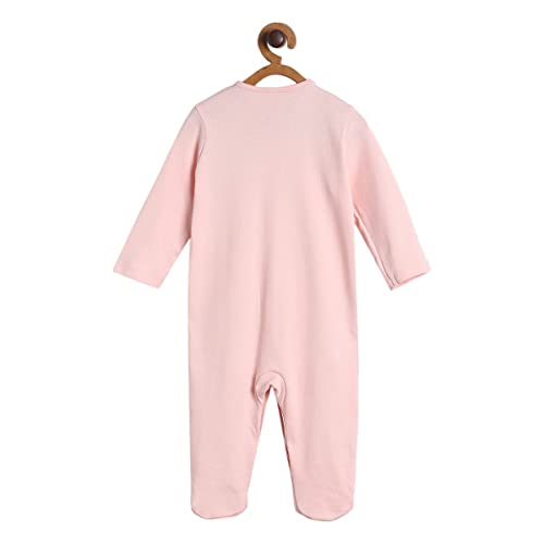 Image of miniklub Infant Kids Pink Solid Pure Cotton Sleepsuit
