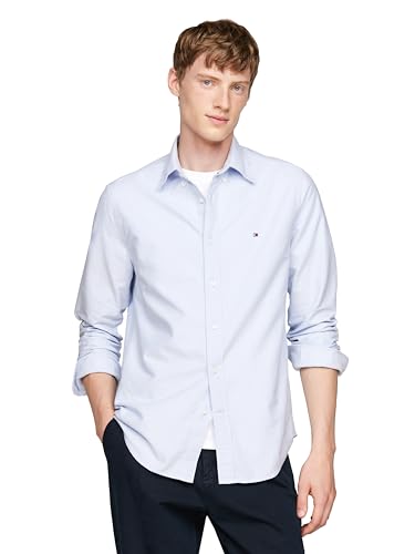 Image of Tommy Hilfiger Men's Long Sleeve Oxford Shirts in Regular Fit, Men's Button Down Shirts, Also Available in Big and Tall