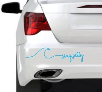 Image of Stay Salty - (5 x 2 Light Blue) - Vinyl Decal - for Windshild, Windows, Bumpers, Laptops, Phones
