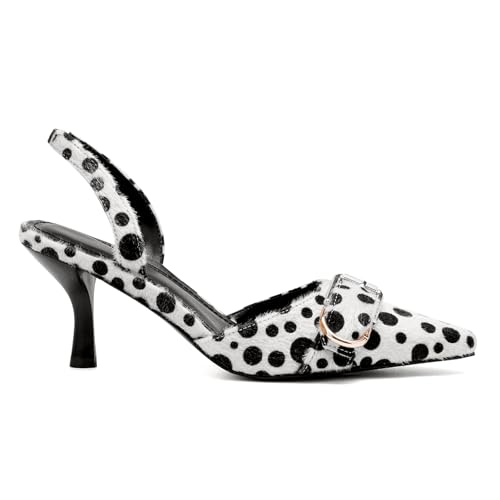 Image of QIV Leopard Kitten Heels Pointed Toe Slingback Heels for Women Closed Toe Pumps with Buckle