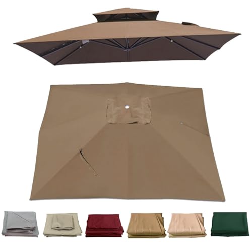 Generisch Ersatzdach Für Pavillon Wasserdichtes, Quadratischer Sonnenschirm 250 * 250/300x300cm Ersatzbezug Ampelschirm Abdeckung 4 Streben Sonnenschirm Ersatz Stoff-3x3M Double top||Light Khaki Generisch Ersatzdach Für Pavillon Wasserdichtes, Quadratischer Sonnenschirm 250 * 250/300x300cm Ersatzbezug Ampelschirm Abdeckung 4 Streben Sonnenschirm Ersatz Stoff-3x3M Double top||Light Khaki