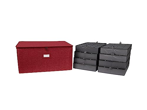 Covermates Keepsakes China Cups and Coffee Mugs Storage Box – Stackable, Reinforced Handles, China Storage, Red Heather