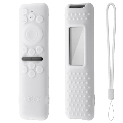 Image of Oboe Silicone Tv Remote Cover Compatible with Samsung Smart Tv Remote 2025 Model TM2360 E Key Cover Protective Case with Lanyard (L-White) [Remote NOT Included]