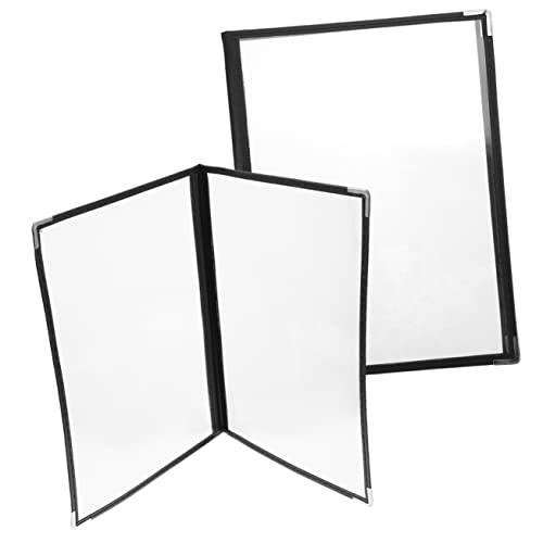 NAMOARLY 2pcs Recipe Folder Clear Brochure Holder Stand The Menu Transparent Awards Covers Clear Menu Covers Menu Holders for Restaurant View Transparent Restaurant Net Receipes PVC Black