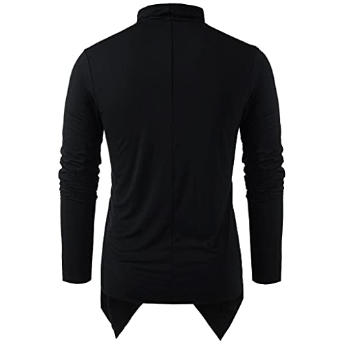 F_Gotal Mens Shirt Men Pirate Medieval Shirts Long Sleeve Crew Neck Casual Vintage Cowl Neck T-Shirt Tops Blouse Pullover Jumper Sweatshirt, Black, X-Large #TOP1
