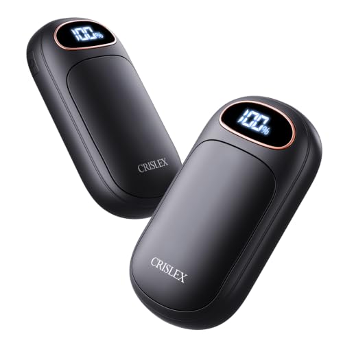 CRISLEX Hand Warmers Rechargeable 2 Pack, Smart LED Display, Long-Lasting Safe Warm