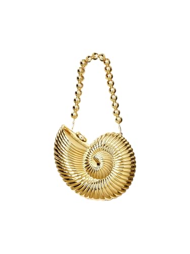 Verdusa Womens Evening Bag Metallic Shell Crossbody Handbags Elegant Chain Strap Clutch Purse Gold One Size