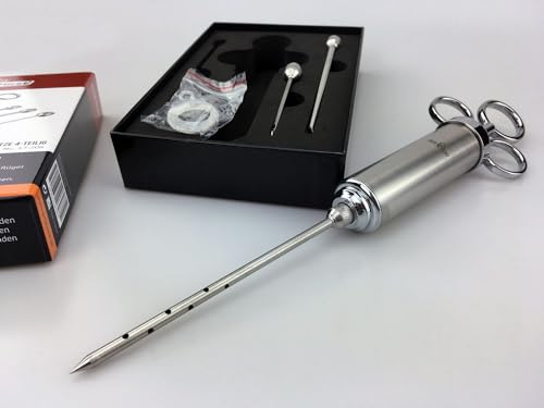Foto von Grillfürst Profi Marinierspritze aus Edelstahl - 60ml - Set mit 3 Nadeln - Marinadenspritze - BBQ Bratenspritze - Fleischspritze