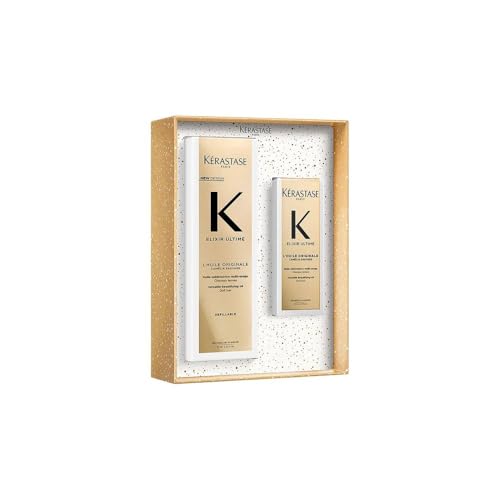 Kérastase, Elixir Ultime, Haaröl für trockenes und stumpfes Haar, Haaröl + Nachfüllflasche, Anti-Frizz, Thermoprotektor, mit Arganöl, Marula und Kamelie, Original Huile, 100 ml + 75 ml