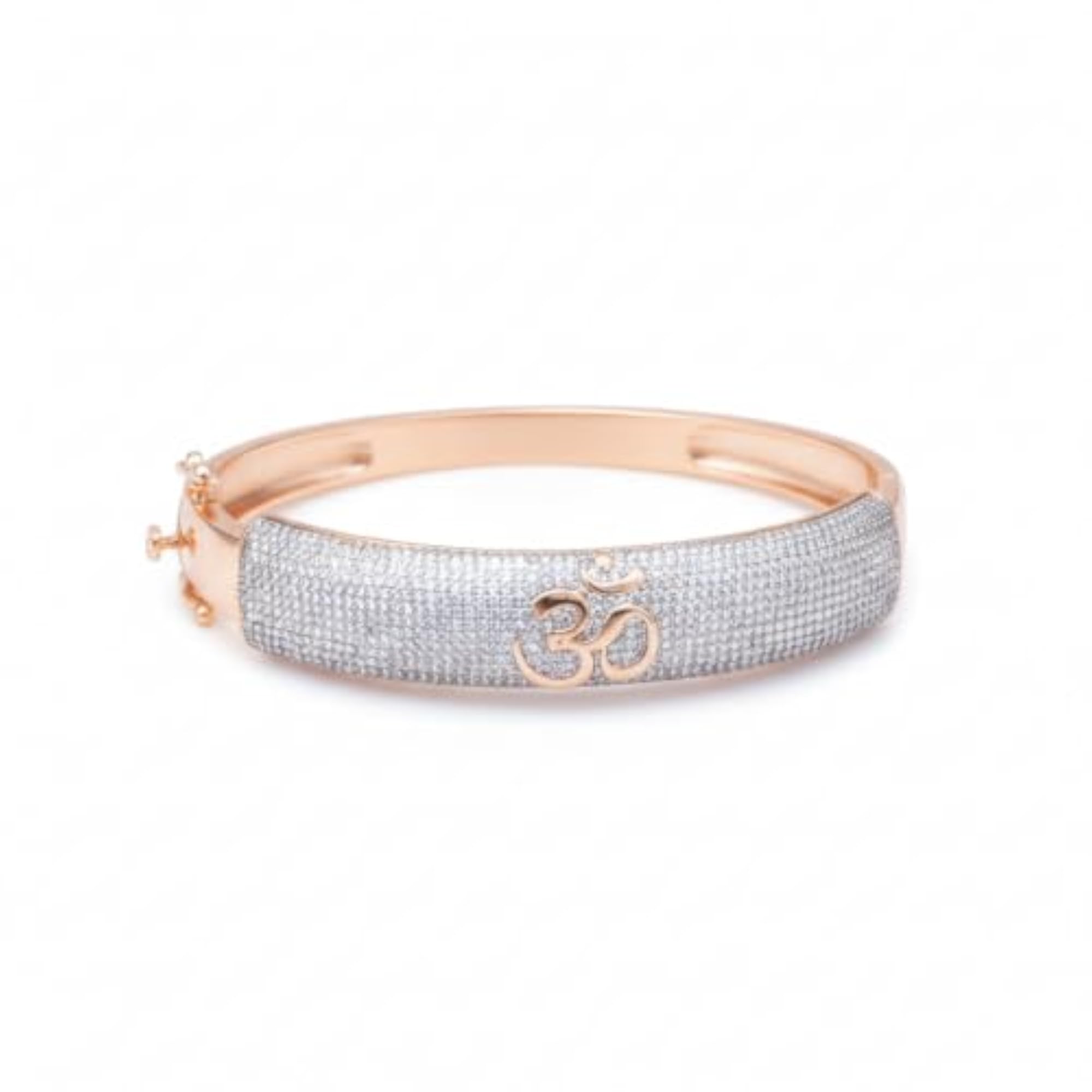 Men's Diamond Om Design Rose Gold Kada Bracelet
