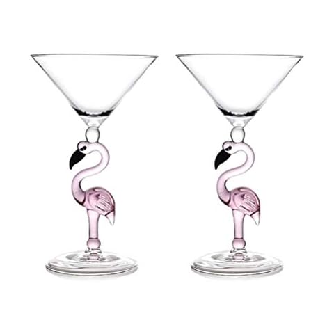 Creative Pink Flamingo Cocktail Martini Glass Set Cover