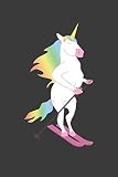 Einhorn als Skifahrer: Liniertes DinA 5 Notizbuch für Musikerinnen und Musiker Musik Notizheft