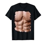 Fake Muscle Undershirt Shirt Chest Six Pack Abs Print Shirt
