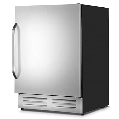 Image of Velivi 24 Inch Beverage Refrigerator, Under Counter Beverage Cooler, Built-in and Freestanding, 210 Cans, Drink Fridge with Stainless Steel Door, Safety Lock, Touch Control