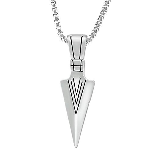Image of Necklace for Men Stainless Steel Necklace for Women Triangle Necklace Arrowhead Pendant Necklace Charm Pendant with Chain Link Classic Fashion Jewelry for Boys Teens and Girls Unisex