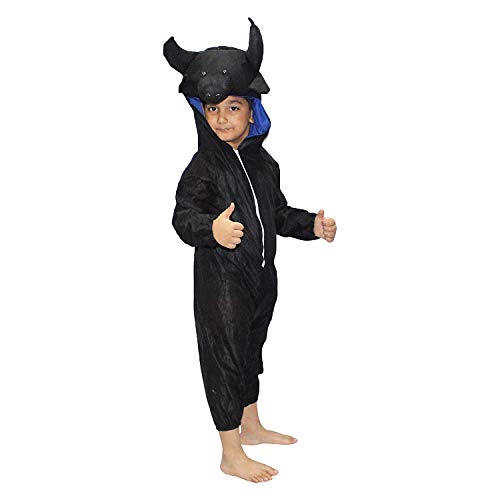 Image of Kaku Fancy Dresses Buffalo Farm Animal Costume for Kids - Black, 3-4 Years | Animal Fancy Dress for Boys & Girls