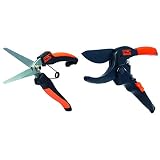 Garten Primus Gartenschere, Stauden- und Kräuterschere, schwarz/orange, 23,1 x 4,5 x 2,1 cm, 01050 & Garten Primus Gartenschere, Rosenschere, Rebschere, schwarz/orange, 22 x 5,5 x 1,6 cm, 01000