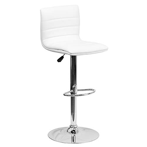 Flash Furniture White Vinyl Barstool, 1 Pack