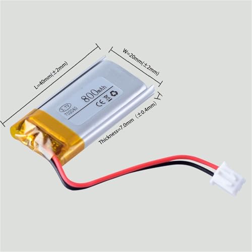Batería estable 702040 3.7v de 800 mAh con conector de dos pines 2.54 RB seguro 2