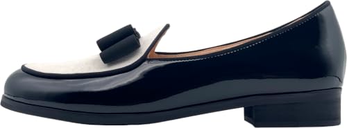 Image of Justar Men's Leather Tuxedo Dress Shoes Slip-On Belgian Loafers Formal Banquet with Bowtie