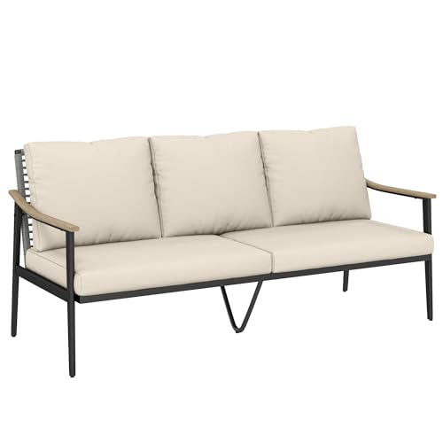 COMFORT DI SEDUTA INVITANTE: Con una seduta spaziosa di 168 cm di larghezza, cuscini di seduta spessi 8 cm e cuscini di schienale morbidi di 12 cm, questo divano da esterno offre comfort ottimale per momenti di relax o per piacevoli conversazioni. Le fodere con cerniera permettono una facile rimozione e pulizia, mantenendo il tuo divano sempre impeccabile.
