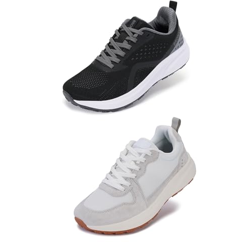 BRONAX Womens Wide Toe Box Shoes Black Grey Size 9.5w