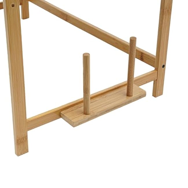 3 Tier Microwave Oven Stand Kitchen Rack with 4 Hooks, Bamboo Storage Shelf Organizer Rack Over Microwave Shelf Countertop for Living Room, Kitchen (Log Color)